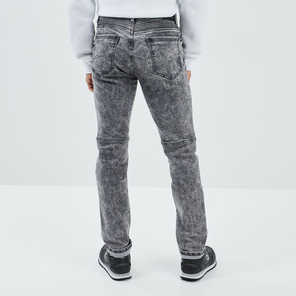 Jeans straight détails biker noir homme
