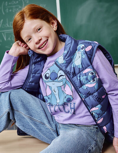 T-shirt manches longues coton Stitch parme fille