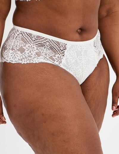 Shorty en dentelle blanc femme grande taille