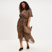 Robe longue fluide col en V ceintur&eacute;e vert kaki femme grande taille