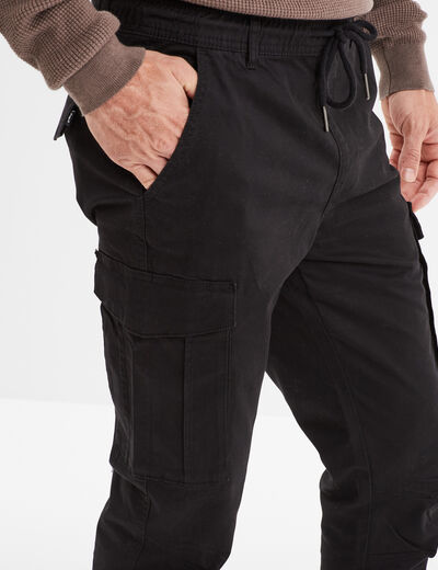 Pantalon cargo slim noir homme