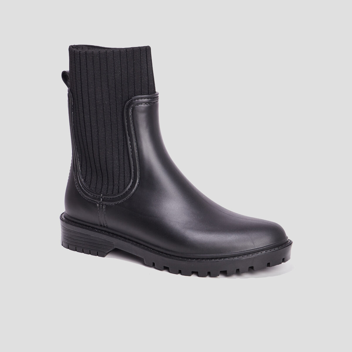 Bottes de pluie façon chaussette noir femme