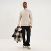 Pull col roul&eacute; manches longues beige homme