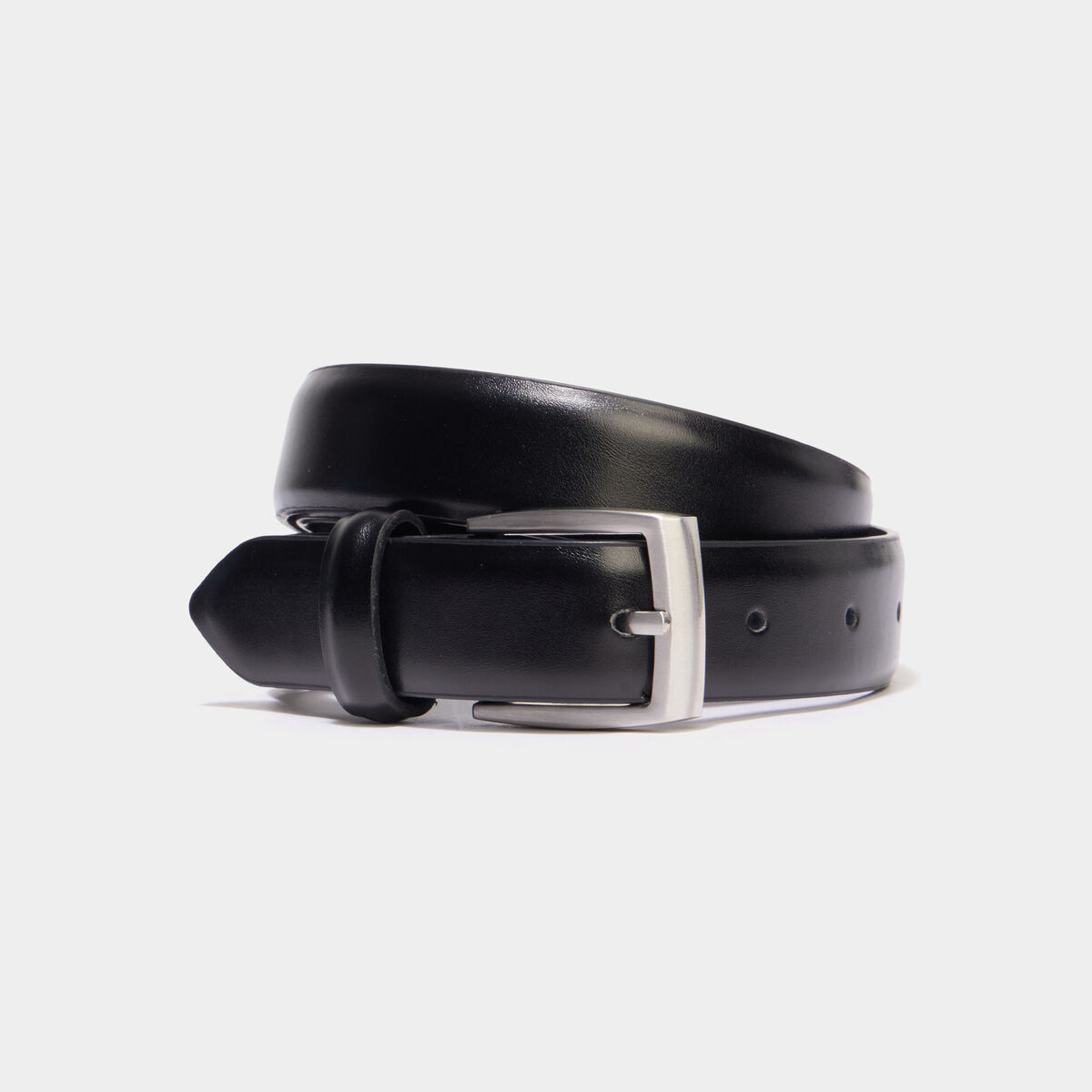 Ceinture rectangulaire en cuir noir homme