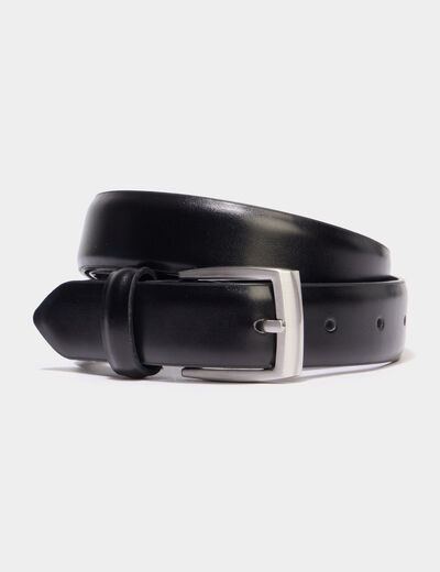 Ceinture rectangulaire en cuir noir homme