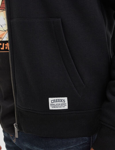 Sweat zippé à capuche doublé Creeks noir homme
