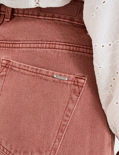 Jeans mom coton vieux rose femme