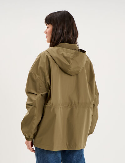 Parka &agrave; capuche taille &agrave; coulisse taupe femme