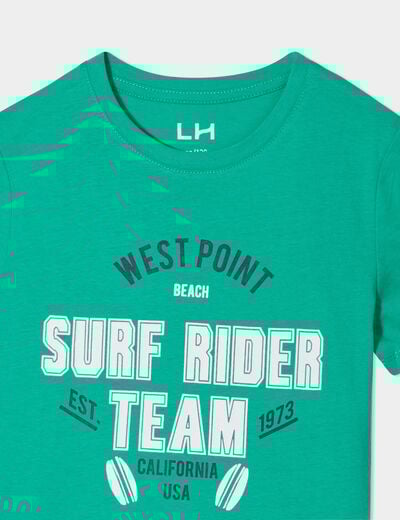 T-shirt droit manches courtes coton vert menthe garçon