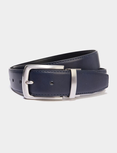 Ceinture r&eacute;versible bleu marine homme