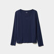 T-shirt coton col rond manches longues bleu marine femme