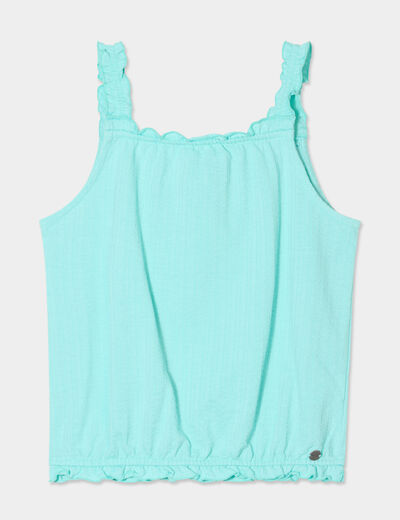 Débardeur encolure carrée bleu turquoise fille