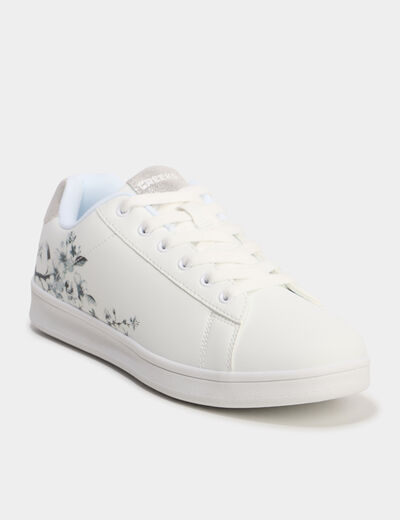 Tennis basses &agrave; lacets gris argent femme