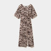 Robe longue fendue manches courtes ecru femme