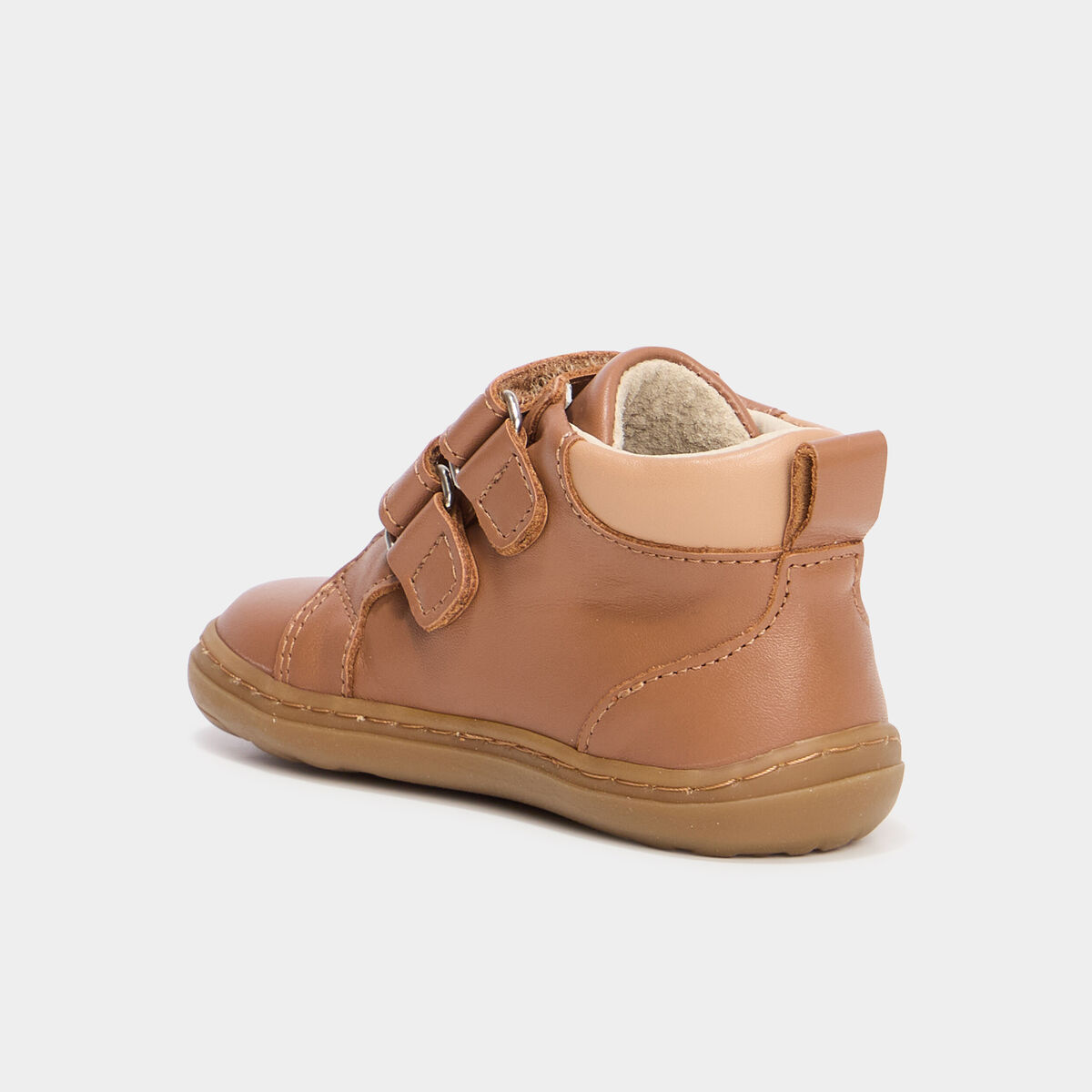 Bottillons scratchs cuir semelle souple marron bébé garçon