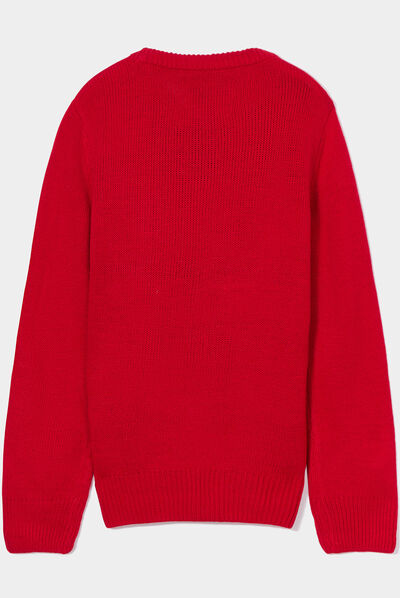 Pull col rond rouge garçon