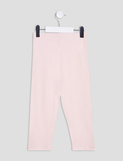 Legging 3/4 coton taille élastiquée rose clair fille