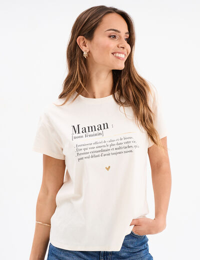 T-shirt Fête des mères oversize coton creme femme
