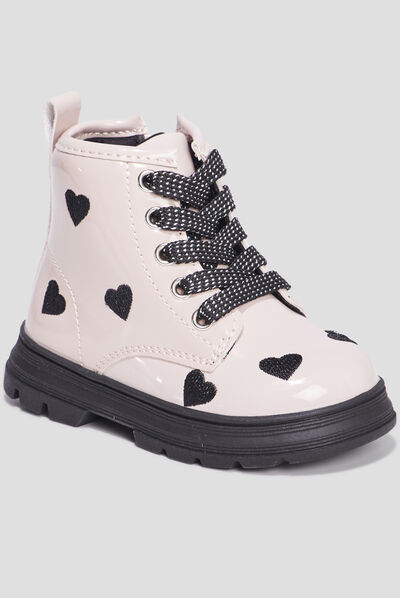 Bottines crantées zippées rose bébé fille