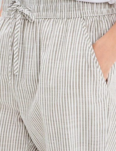 Pantalon cigarette coton élastiqué blanc femme