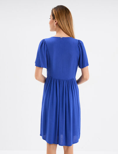 Robe courte buste brodé bleu roi femme