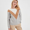 Pull manches longues col rond gris clair femme