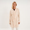 Peignoir court effet velours ceintur&eacute; rose femme