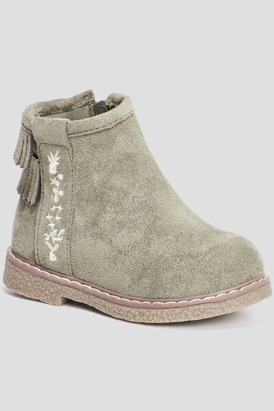 Bottines franges vert kaki bébé fille