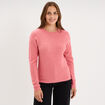 Pull col rond manches longues vieux rose femme
