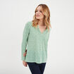 T-shirt manches longues à revers vert femme