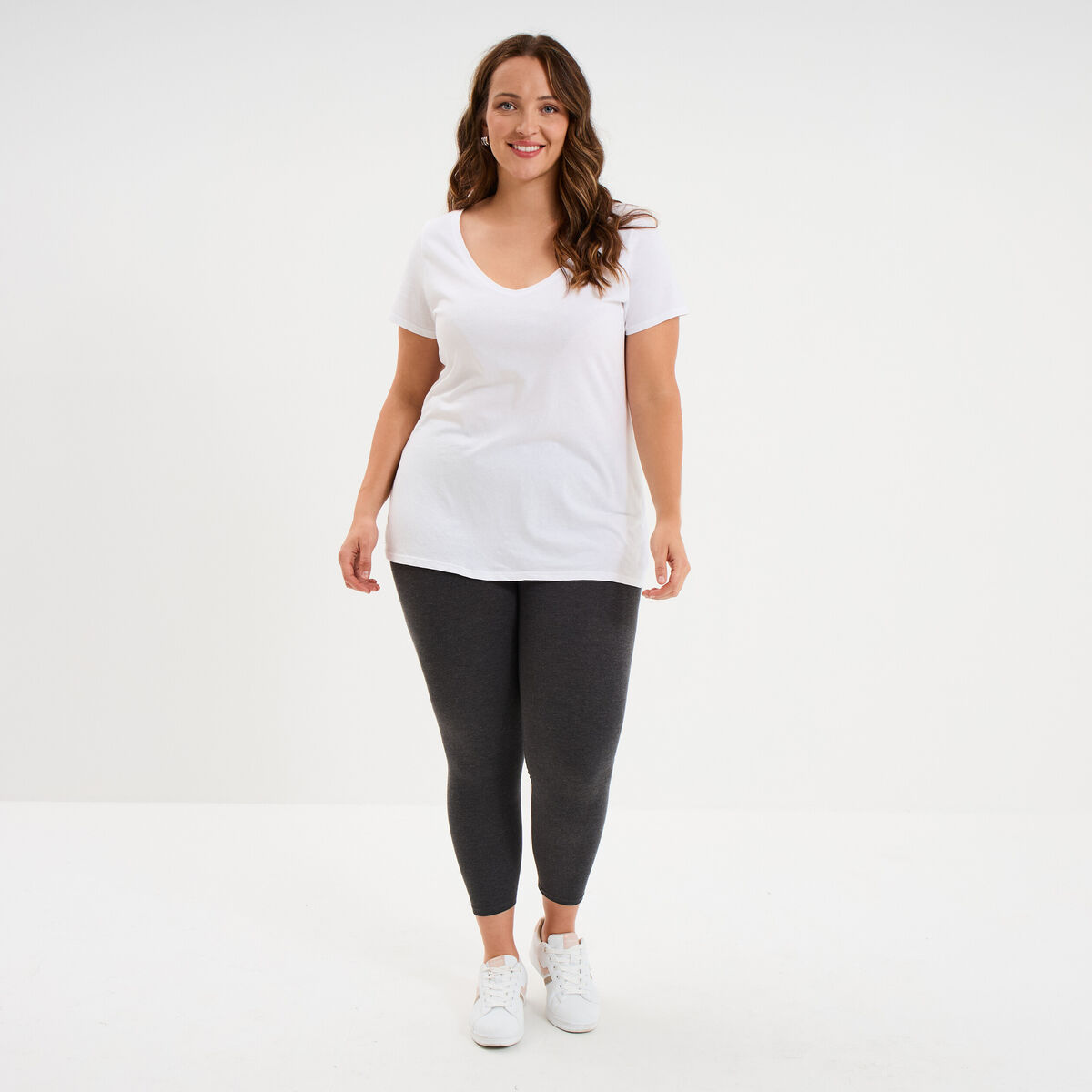 Legging avec taille &eacute;lastiqu&eacute;e gris fonc&eacute; femme grande taille