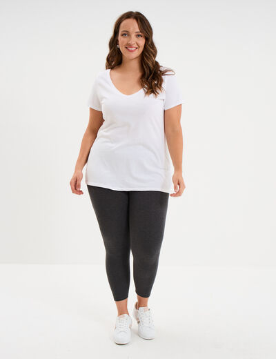 Legging avec taille &eacute;lastiqu&eacute;e gris fonc&eacute; femme grande taille