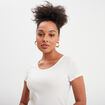 T-shirt côtelé manches courtes coton blanc femme