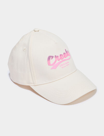 Casquette coton &agrave; calotte bomb&eacute;e ivoire fille