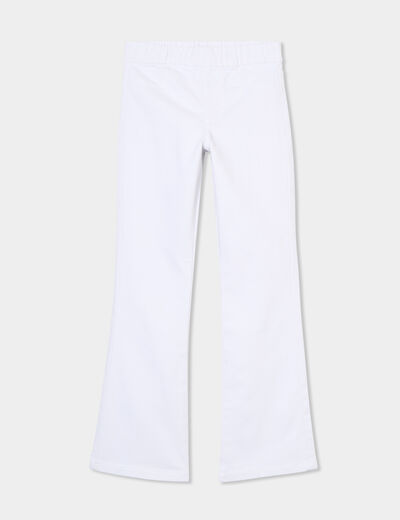 Jegging flare taille élastiquée denim blanc fille