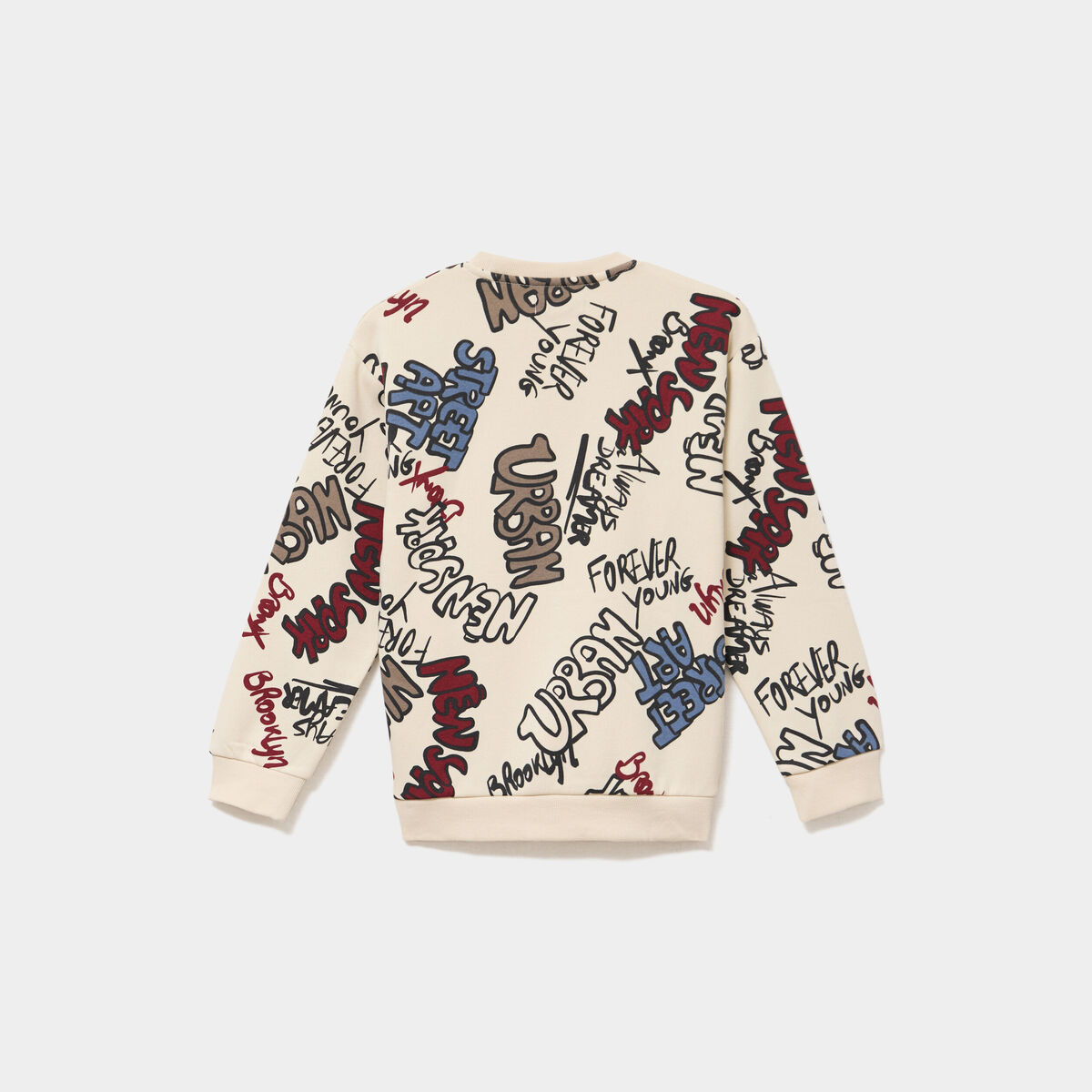 Sweat col rond manches longues ecru gar&ccedil;on
