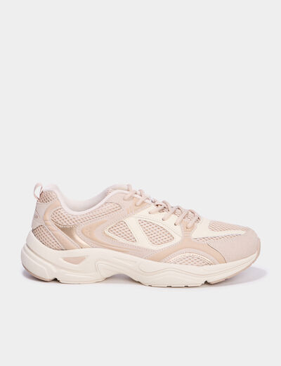 Baskets running &agrave; lacets sable femme