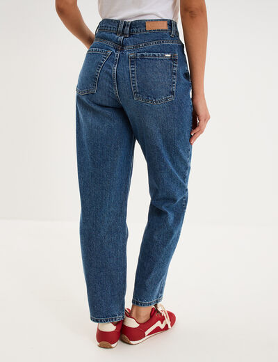 Jeans mom cropped taille haute denim stone femme