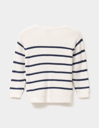 Pull col rond manches longues creme bébé garçon