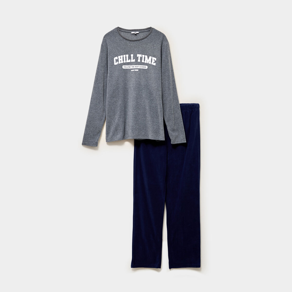 Ensemble pyjama 2 pi&egrave;ces gris clair homme