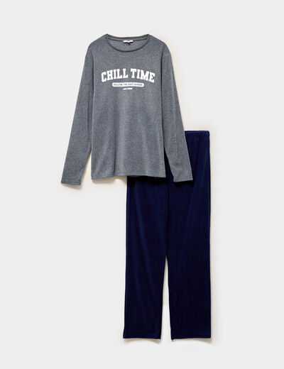 Ensemble pyjama 2 pi&egrave;ces gris clair homme