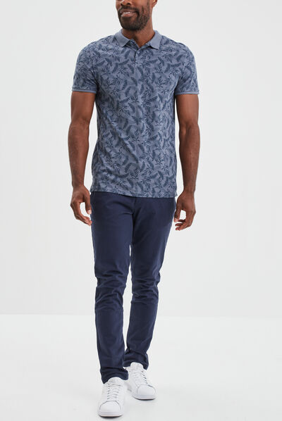 Pantalon chino slim coton bleu marine homme