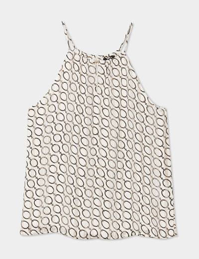 Blouse encolure américaine ecru femme