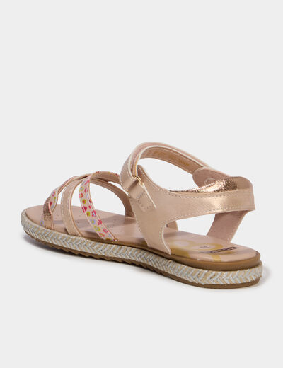 Sandales semelles effet corde jaune or fille