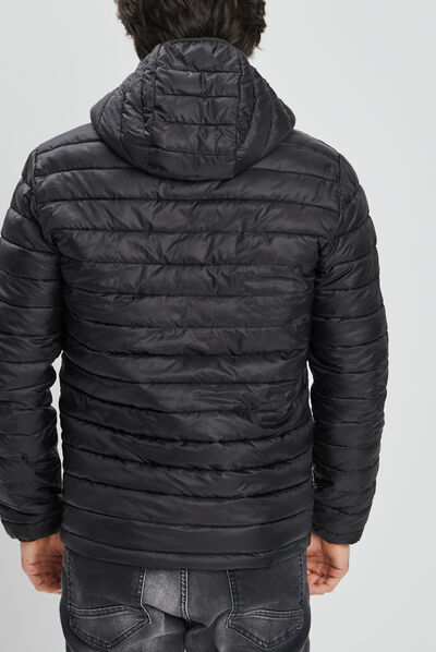 Doudoune légère droite à capuche noir homme