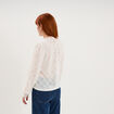 Blouse dentelle col montant blanc femme