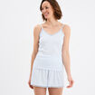 Ensemble pyjama short c&ocirc;tel&eacute; 2 pi&egrave;ces blanc femme
