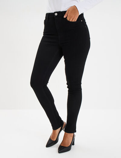 Jeans skinny taille haute denim noir femme