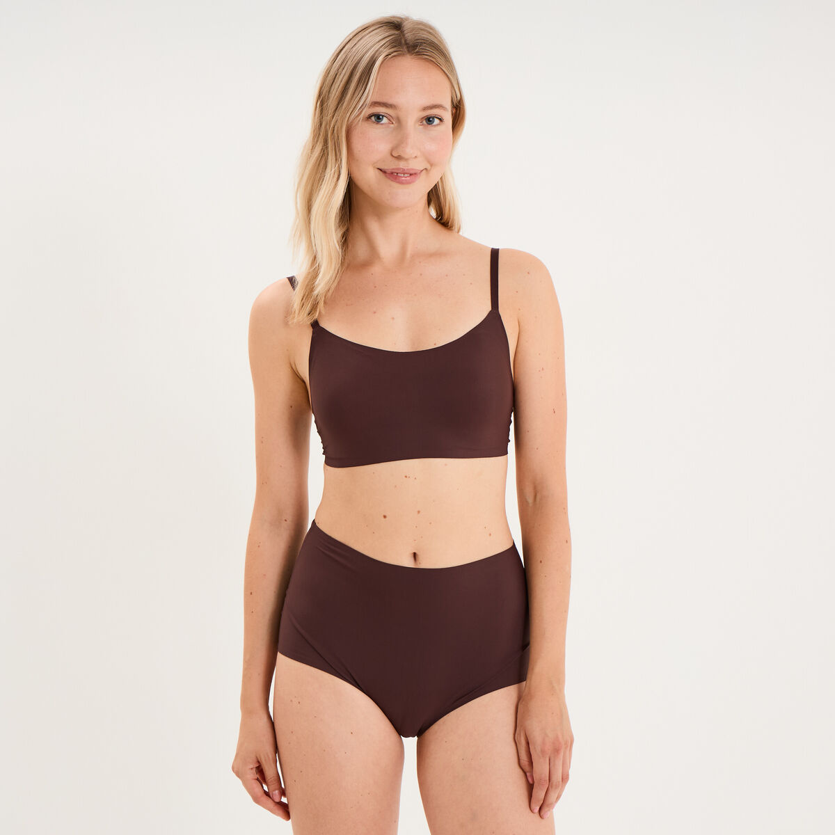 Soutien-gorge brassi&egrave;re bandeau padd&eacute; marron femme
