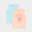 Lot de 2 débardeurs col rond en coton orange fluo garçon